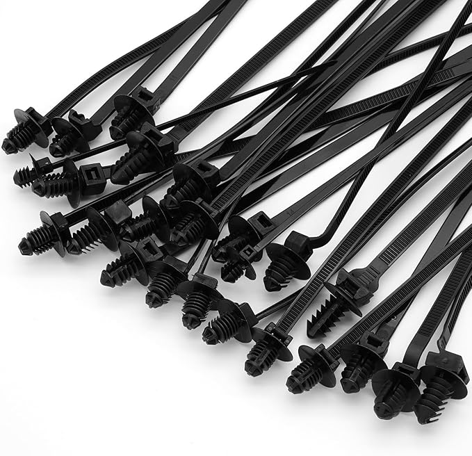 60 Pcs Push Mount Cable Ties Assorted Sizes, 6-Types Snap in Zip Ties Self - Image 3