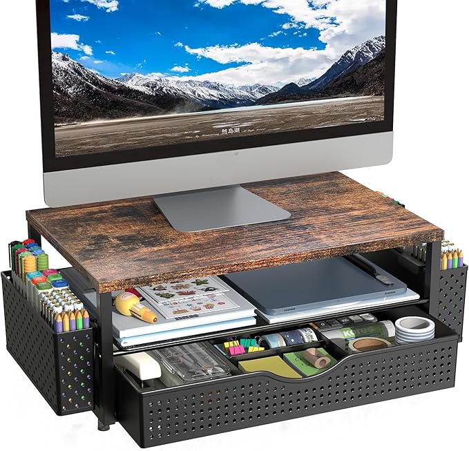 Desk Organizer and Accessories, Computer Monitor Stand Riser by Spacrea