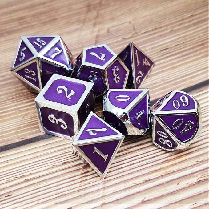 Haxtec Metal DND Dice Purple Silver - Image 6