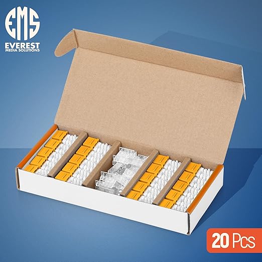 Everest 90° Angled RJ45 Cat6A Keystone Jacks 20-Pack in Yellow - Image 2