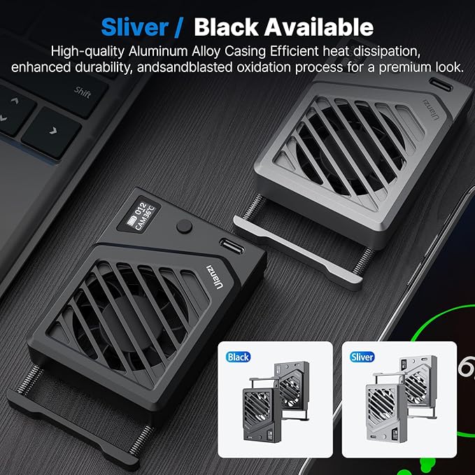 ULANZI Camera Cooling Fan Black New, Spring Telescopic Mounting Adjustable Mini - Image 3