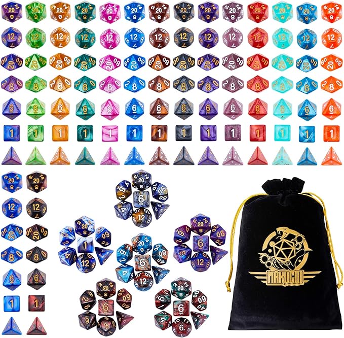DND Dice Set, 20 X 7 Polyhedral Dice Two-Color by Surhugvy