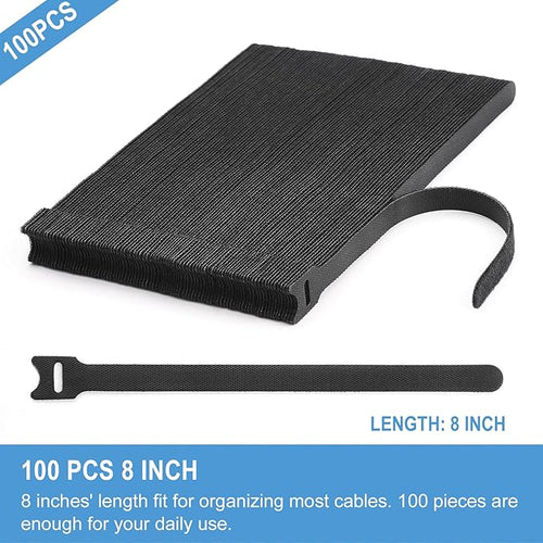 100 PCS 8 Inches Reusable Cable Ties | Adjustable Cord Wraps, Cable Straps | - Image 2