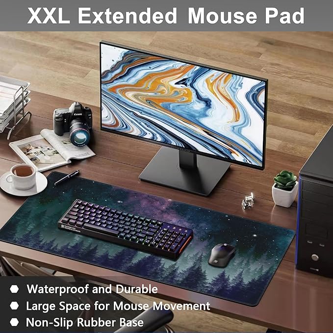 Mouse Pad, Large Galaxy Space Forest Desk Mat, Extended Non-Slip Gaming - Image 6