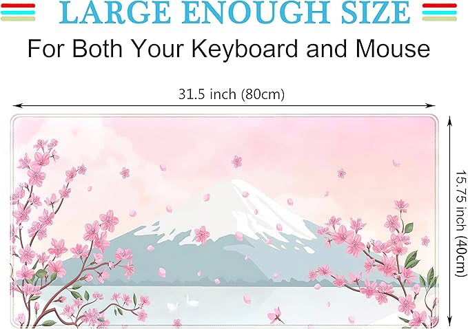 Japanese Desk Mat Pastel Pink Cherry Blossom Mouse Pad Mt Fuji Japan Large - Image 3