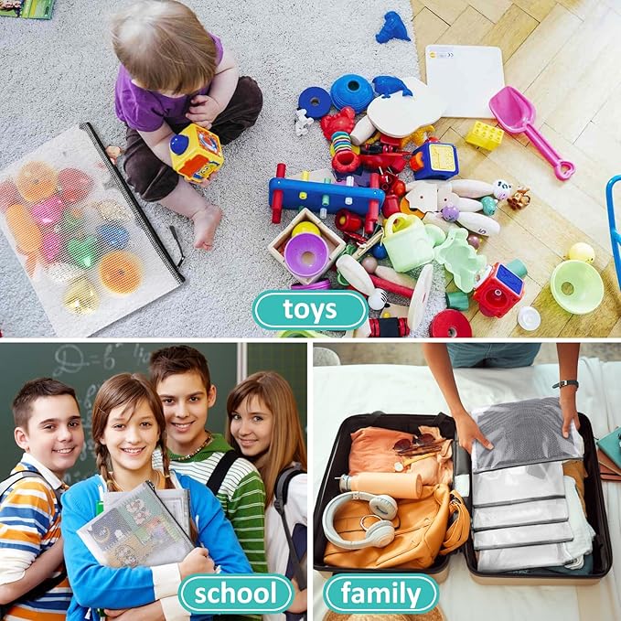 12pcs Mesh Zipper Pouch Bags, A3 Puzzle Bag - Image 6