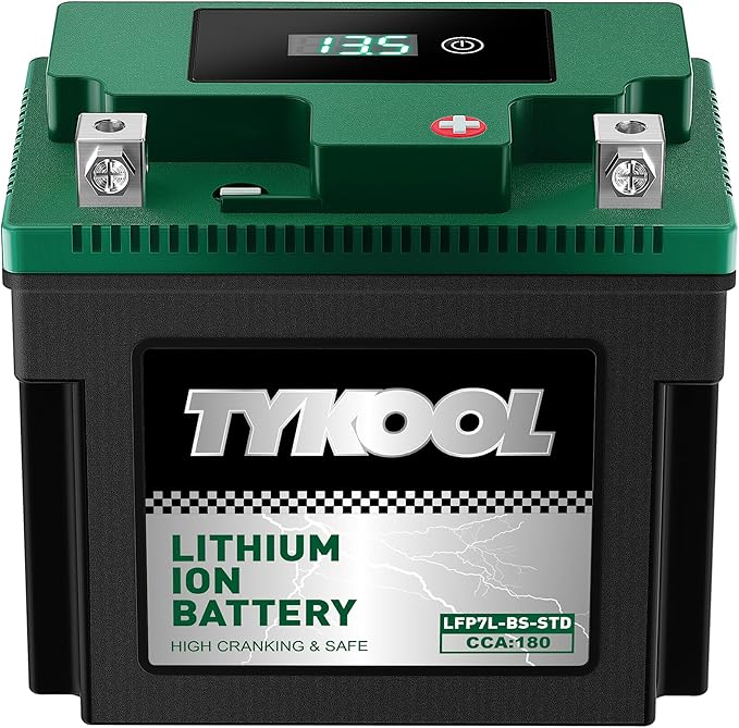 YTX7L-BS-STD 2X Cranking Amps, Lithium Iron Phosphate Motorcycle Battery by TYKOOL