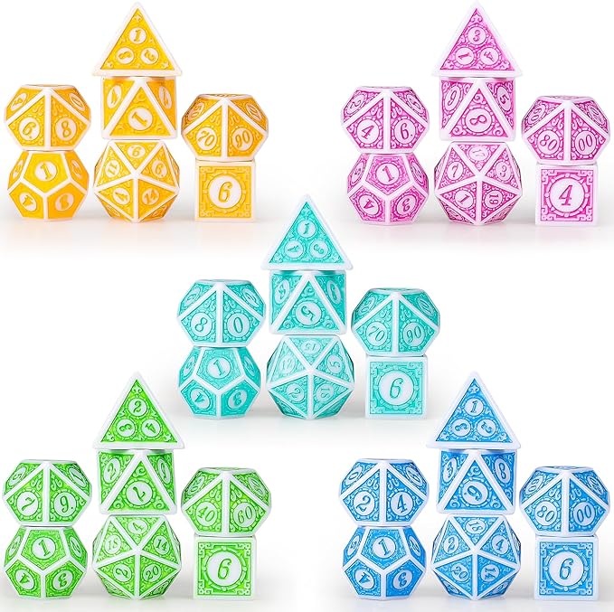 CiaraQ DND Dice with 5 Pouches, 5 Sets of Retro Polyhedral Dice - Image 8