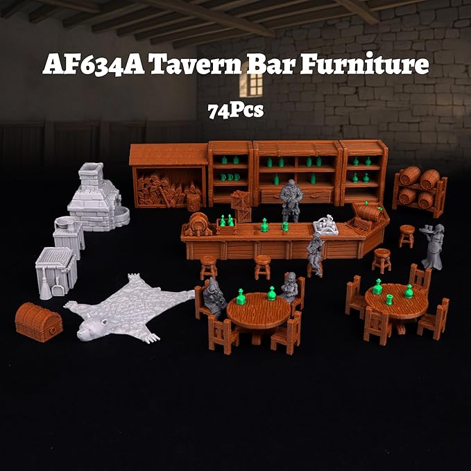 74 Pcs Tavern Bar Furniture RPG Terrain Set – Detailed DND Accessories - Image 2