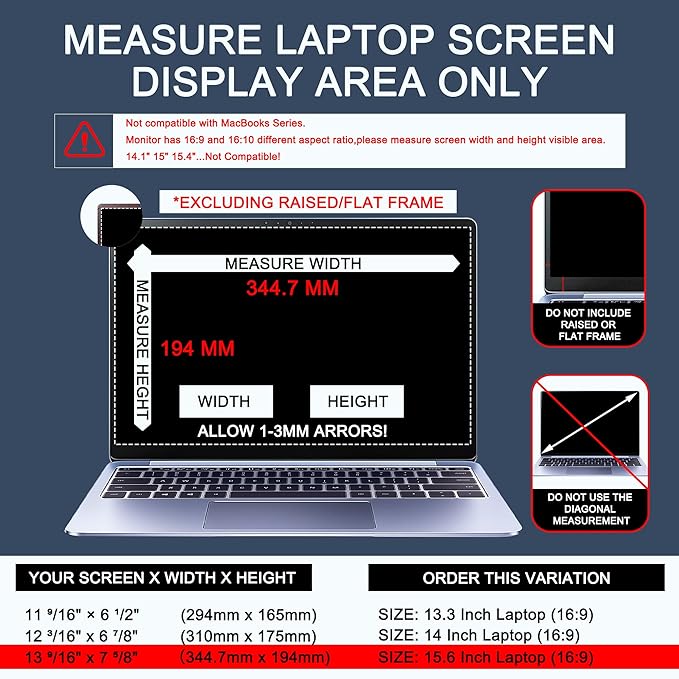 4-Way Laptop Privacy Screen Shield 15.6 Inch, Removable 16:9 Aspect 360° - Image 2
