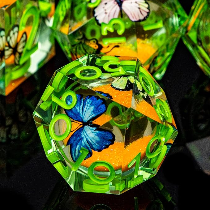 Butterfly DND Dice Green Liquid Core Dice Set - Image 5