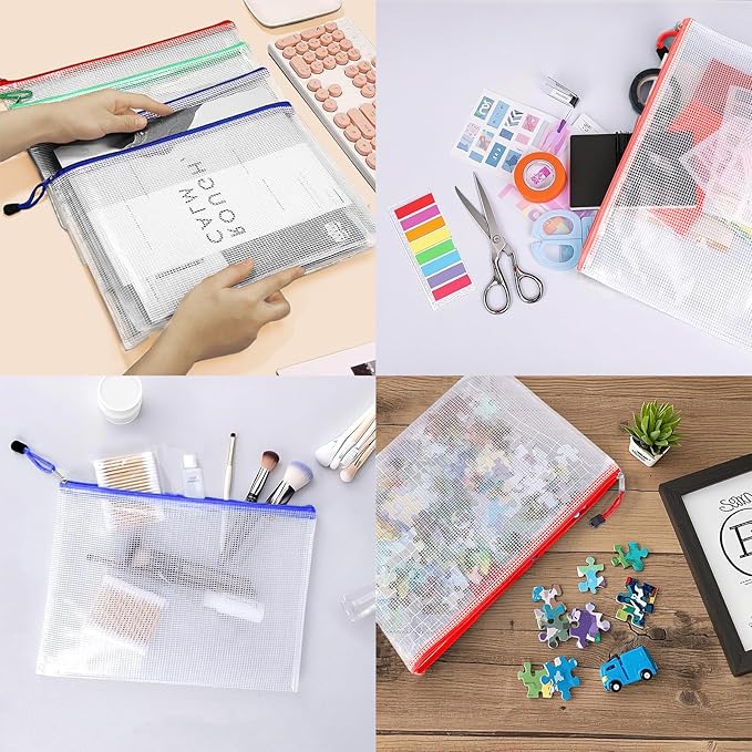24pcs A4 Mesh Zipper Pouch Bags, Mesh Bags - Image 6