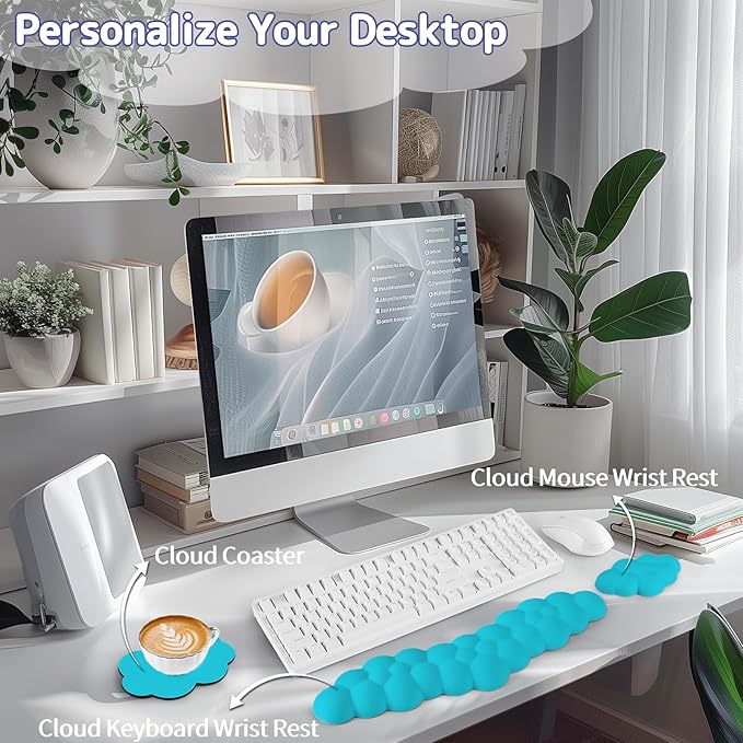 Cloud Wrist Rest for Keyboard and Mouse, Memory Foam PU Leather Keyboard Wrist - Image 2