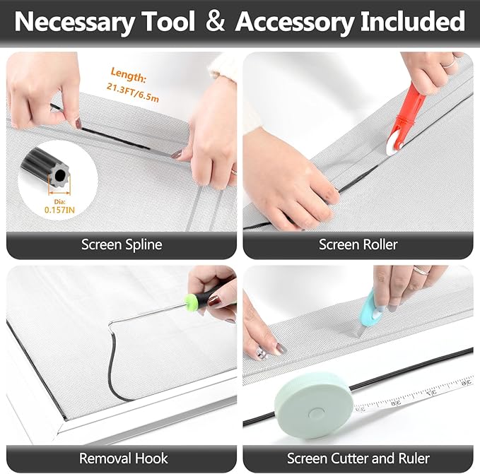 Window Screen Door Repair Kit, Durable Fiberglass Mesh Screen Roll - Image 3