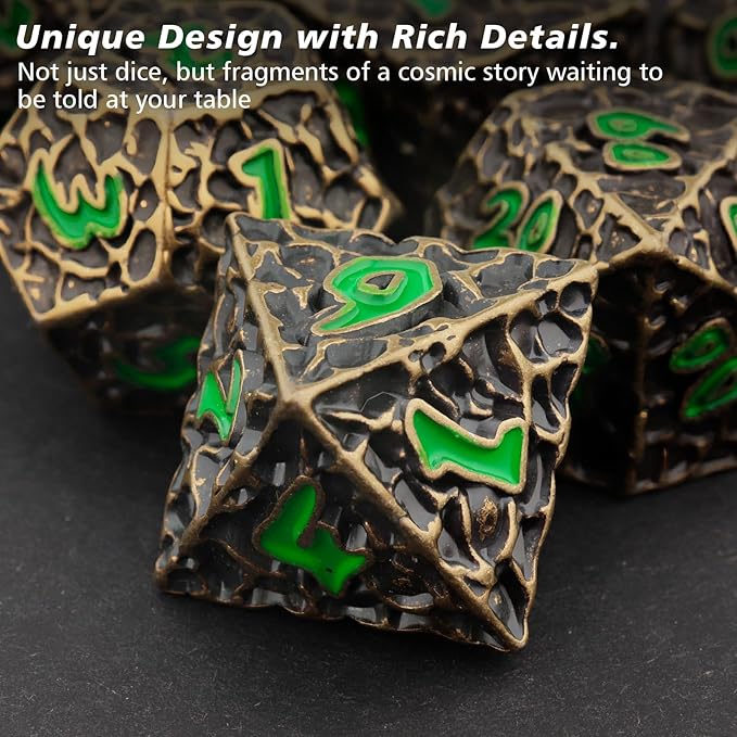 PJOY Metal Dice Set D&D for Dungeons and Dragons Green Metal Druid DND Dice - Image 4