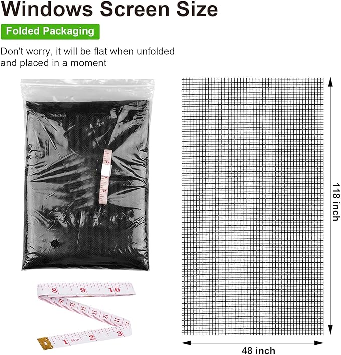 Replacement Window Screens, 48X118 Inch Durable Window Screen Mesh - Image 2