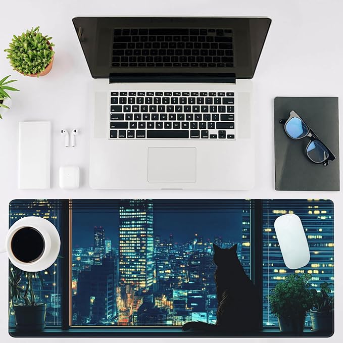 Mouse Pad Large Black Cat Non-Slip Gaming Desk Mat - Image 2