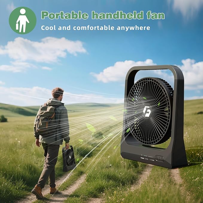 8-inch USB Portable Fan - 20800mAh Rechargeable Battery Operated Fan - Personal - Image 6