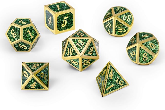 DNDND Metal Dice Set D&D, Glitter Green Heavy DND Dice - Image 7