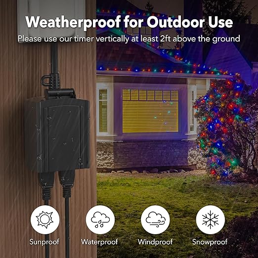 BN-LINK 24 Hour Heavy Duty Mechanical Timer, Outdoor Timer Outlet Waterproof - Image 8