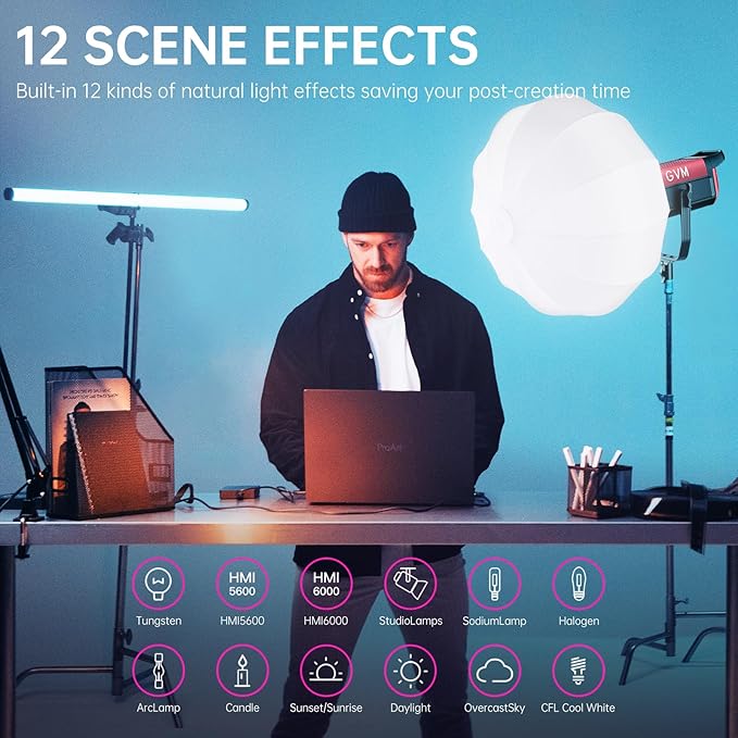 GVM 300W Photo Lighting RGB Video Light - Image 2