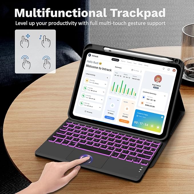 MoKo Touch Keyboard Case for iPad 11th Generation 11 inch 2025, iPad 10th - Image 5