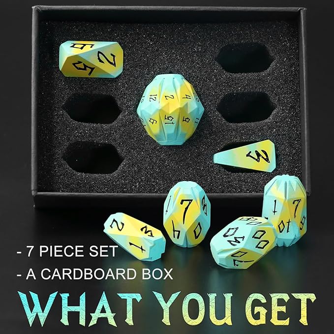 Metal DND Dice Set, Dungeons and Dragons DND Dice of 7 RPG Dice Set Metal - Image 4