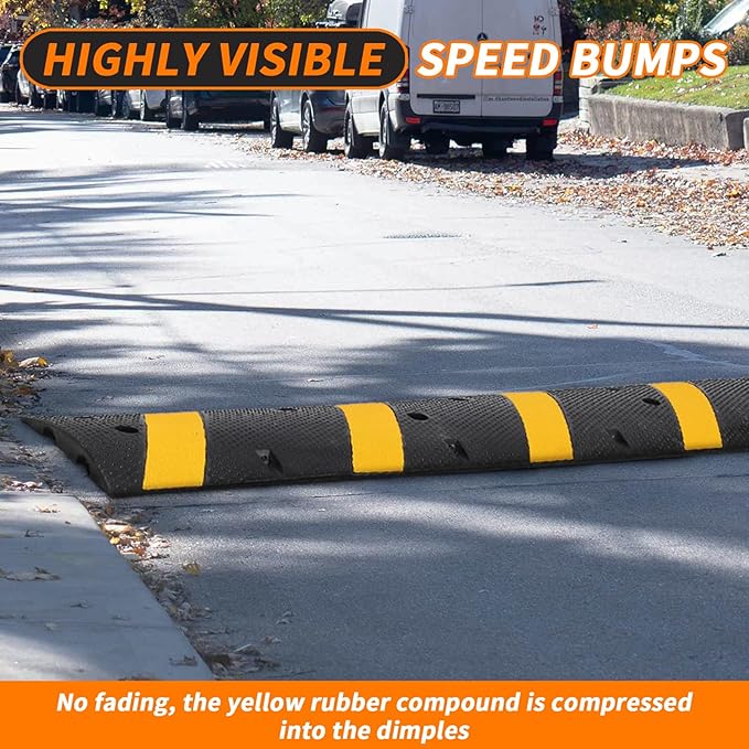 Heavy Duty Speed Bumps for Driveway, 39.4" 2 Pack Rubber Speed Bumps, 2 Channel - Image 5