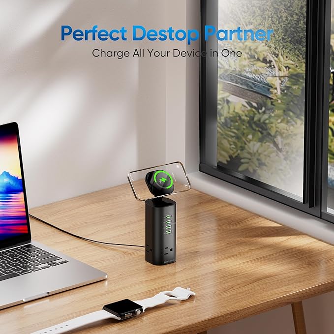 Surge Protector Power Strip Tower, TenTrend 160W Fast Charging Station - Image 5
