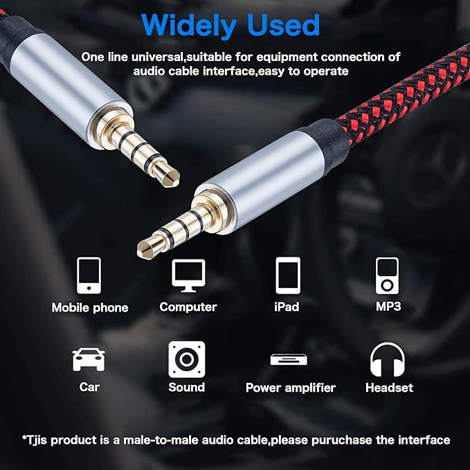 Male to Male Audio Cable 6Ft, 90 Degree TRRS 3.5mm 4 Pole Nylon Braided Stereo - Image 7