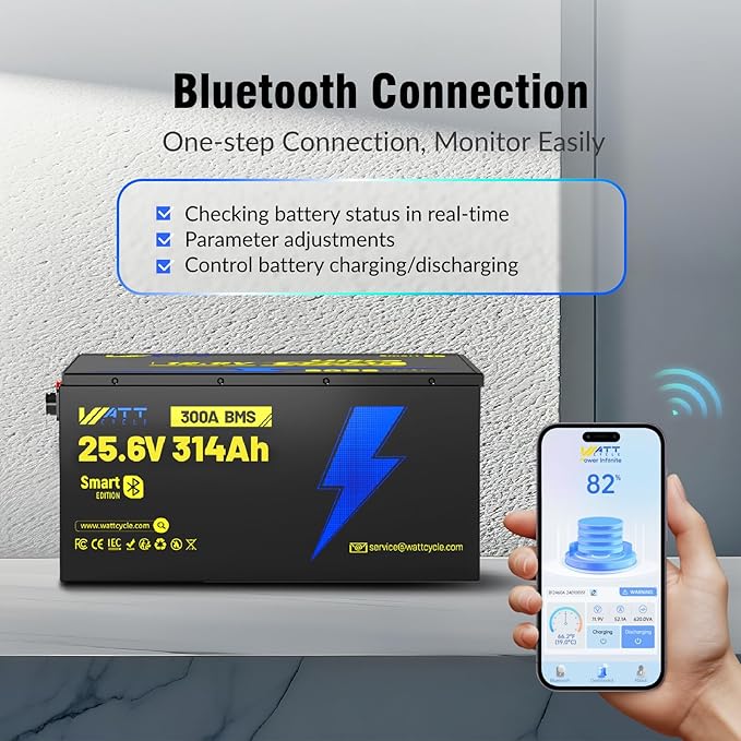 24V 314Ah LiFePO4 Lithium Battery 300A BMS, Full Metal Case Aluminum Frame - Image 9