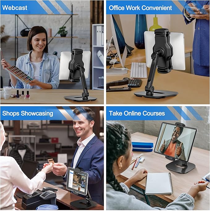 AboveTEK Upgraded Desktop Tablet Stand, 360° Swivel Tablet & Phone Desk Mount - Image 5