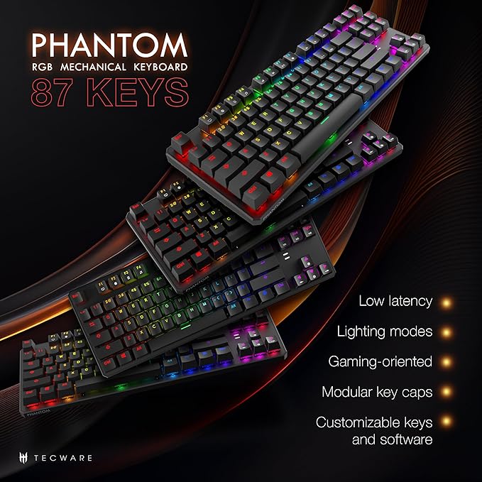TECWARE Phantom 87 Key Mechanical Keyboard, RGB led, Outemu Brown Switch - Image 2