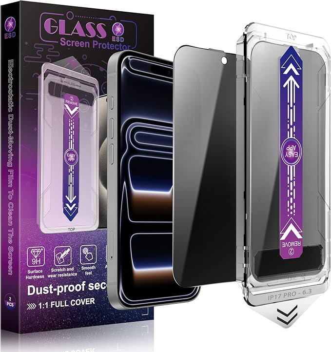 Privacy Screen Protector for iPhone 17 Pro 6.3-Inch, Auto Dust Removal by Unknown