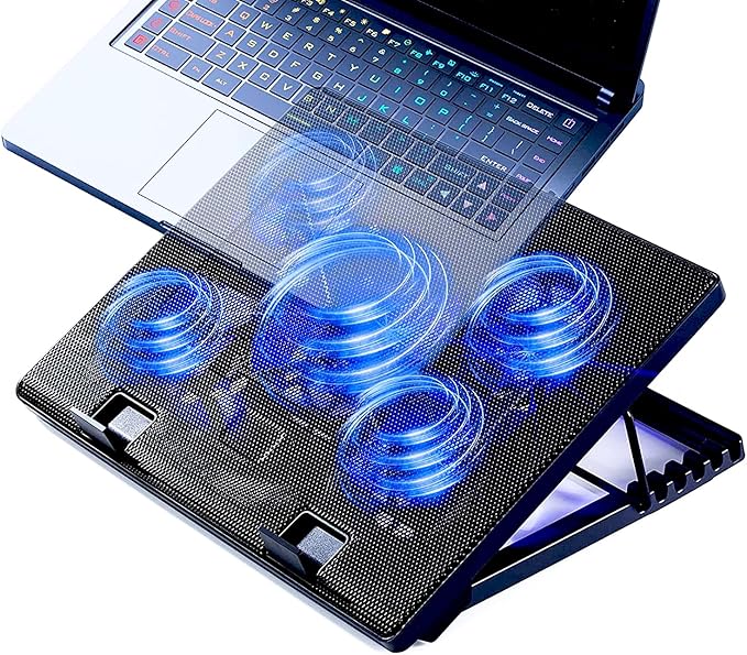 Laptop Cooling Pad 17inch 15.6 14 13 12inch Gaming Cooler Pad Chill Mat 5 Quiet by KEROLFFU