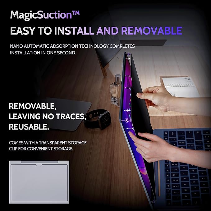 Privacy Screen for 12.4 Inch Surface Laptop Go 3/2/1, MagicSuction™ Removable - Image 2