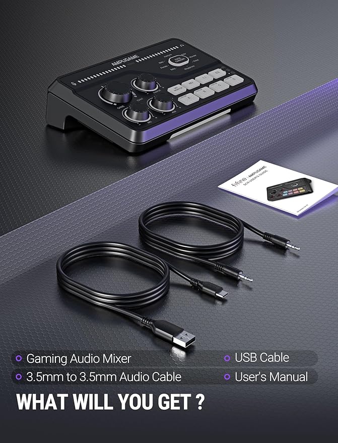 Fifine Gaming Audio Mixer for 7.1ch Surround Sound Headphone Amp-Volume - Image 9