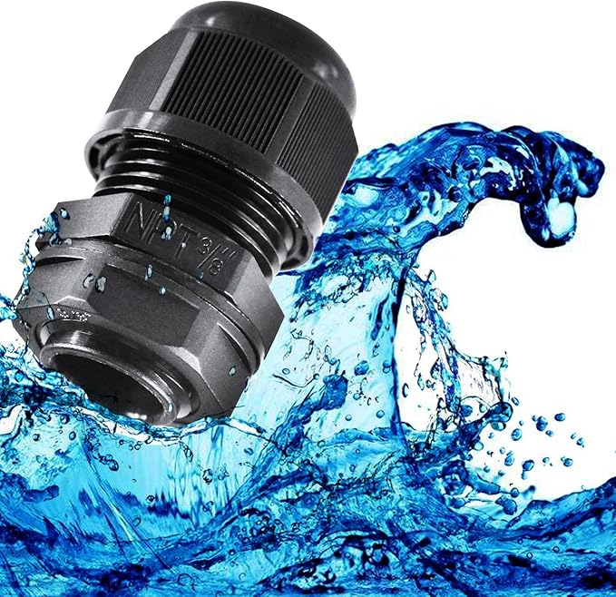 XHF 25 Pcs 3/8" IP68 Strain Relief Nylon Cord Grip NPT Cable Glands Adjustable - Image 7