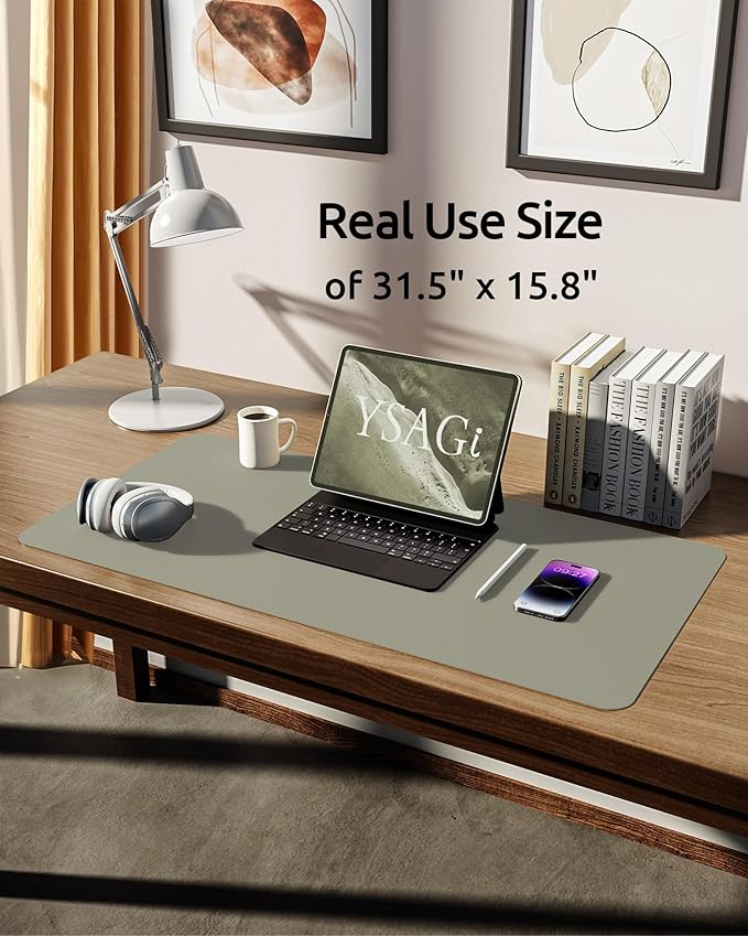 YSAGi Leather Desk Protector, Office Mat, Large Mouse Mat, Non-Slip PU Leather - Image 5