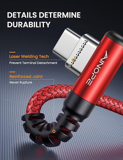 AINOPE USB C Fast Charging Cable 3.1A Right Angle 10ft/3m USB to USB C Cable - Image 6