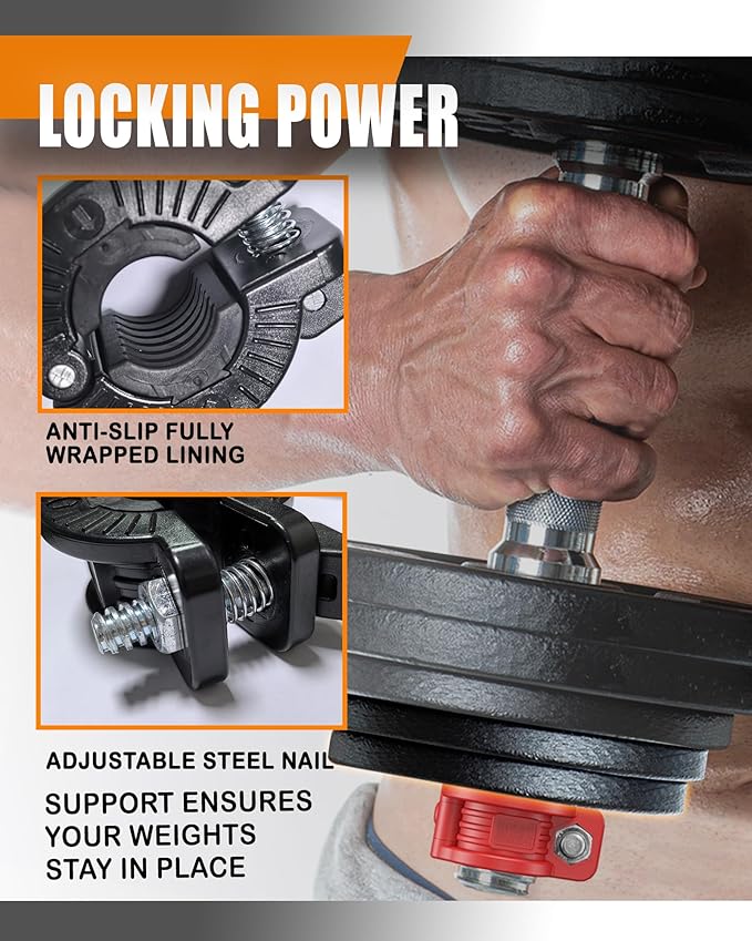 MAXRICH T Barbell Clamp 1 inch Multiple Sizes & Adjustable Weight Clips - Image 3
