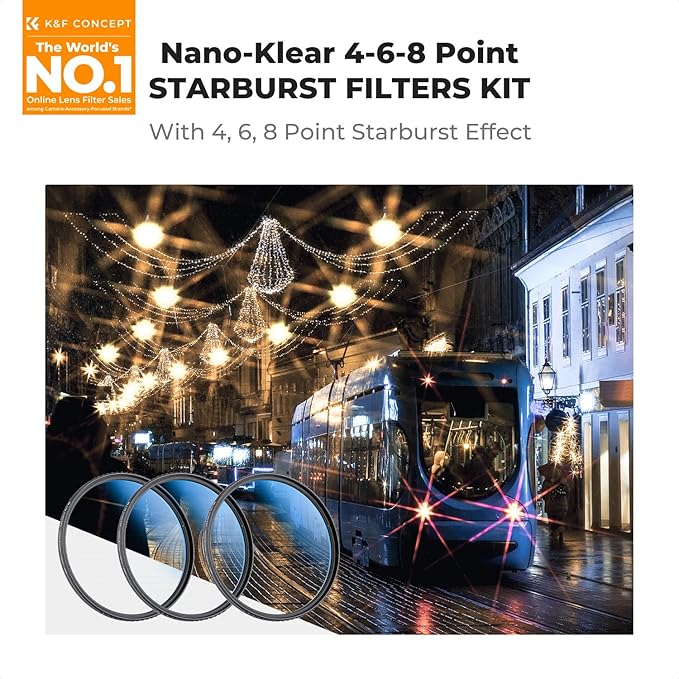 K&F CONCEPT 72mm Star Filters Kit 4 Points 6 Points 8 Points Cross Screen - Image 2