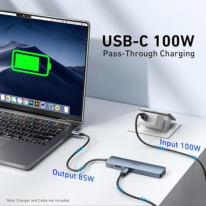 BENFEI USB C HUB 6-in-1 with HDMI, 100W Power Delivery, 10Gbps 2*USB-A and - Image 6