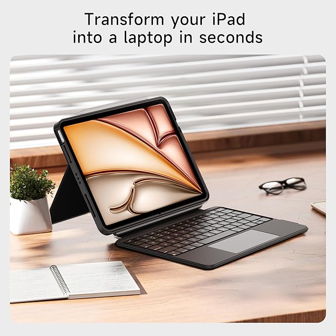 HOU iPad Air 11 Case with Keyboard Detachable Rotatable Magnetic Full - Image 9
