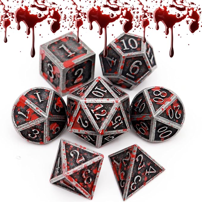 Haxtec Bloodstained Metal DND Dice Set Blood Polyhedral D&D Dice Compatible - Image 6