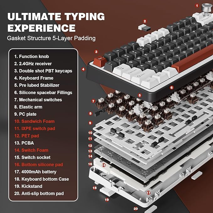 YUNZII B75 PRO Wireless Mechanical Keyboard, 75% Layout - Image 4