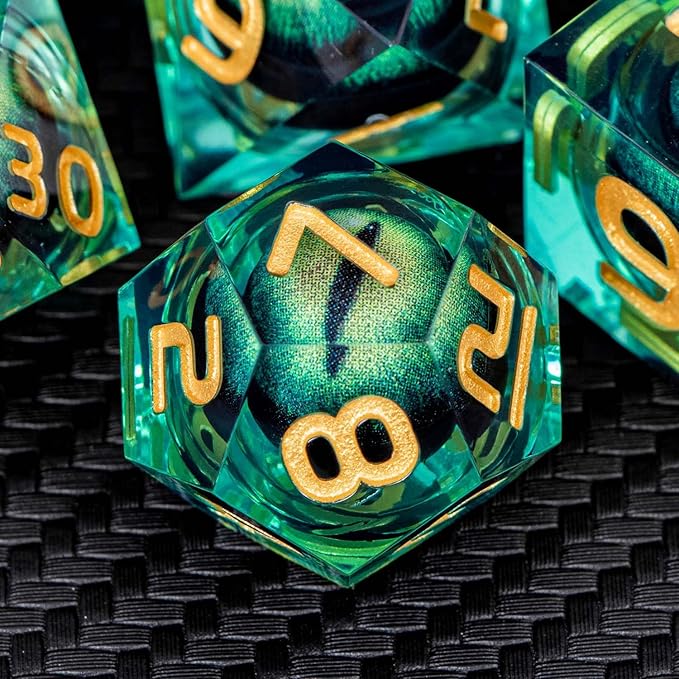 ARUOHHA DND Resin Dice Dragon Eye Liquid Core Polyhedral D and D Dice Set - Image 4