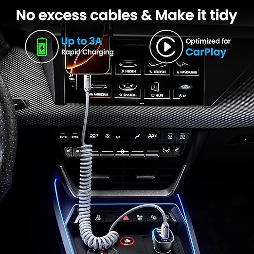 Coiled USB C to USB C Cable 2Pack 3FT Braided Retractable Fast Charging Cable - Image 2