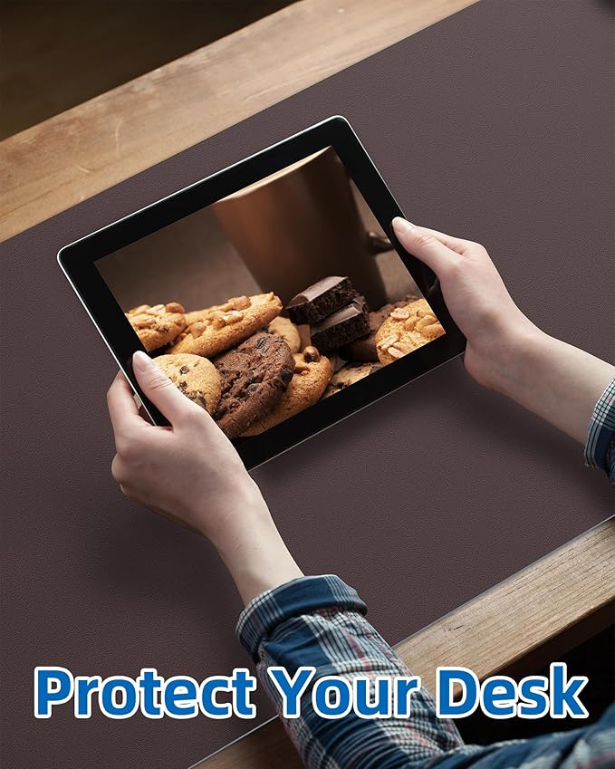 Leather Desk Pad Blotter, Mouse Pad, Office Desk Mat, Non-Slip PU Leather Desk - Image 3