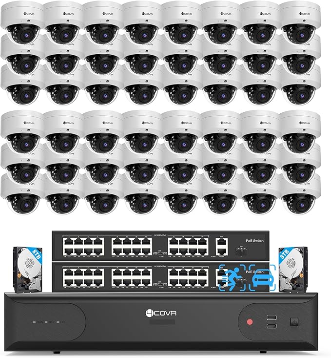 4COVR PoE 64 Channel Security Camera System, Human Vehicle Detection, 8MP NVR by 4COVR